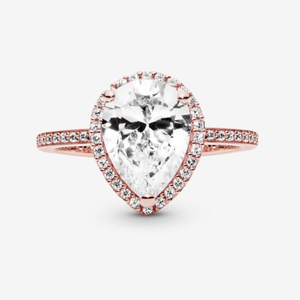 Sparkling Teardrop Halo Ring from Pandora size 5